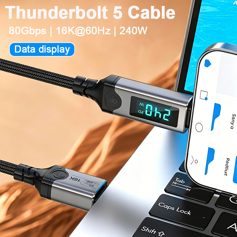 Home Security Robot - PD240W Schnelllade-Thunderbolt-5-USB-Typ-C-Kabel 80Gbps Datenübertragung 16K/8K Video-Kabel