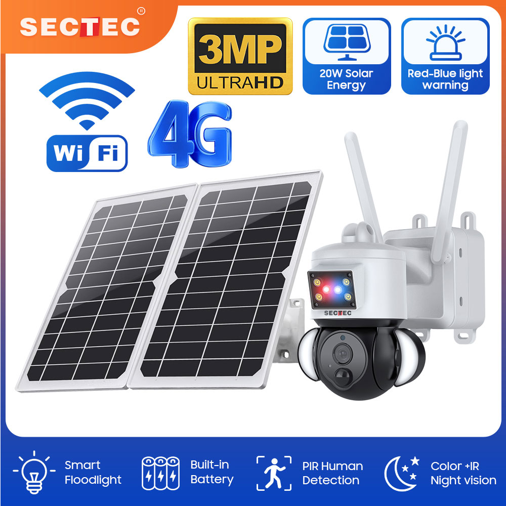 Home Security Flood Lights - Sectec 20w Solar batterie rot blau